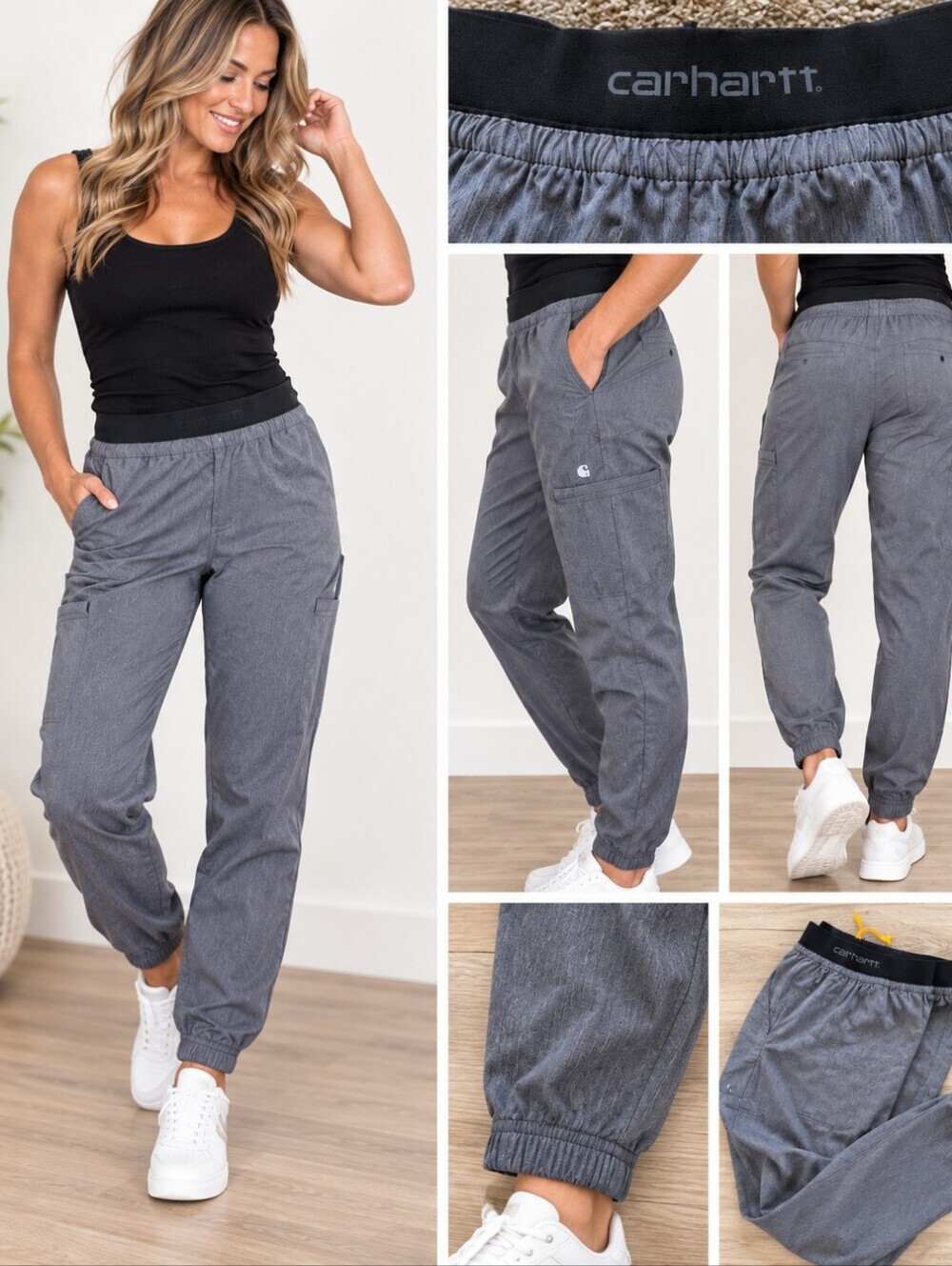 Carhartt Force Scrub/Jogger Pants Grey with Black Waistband